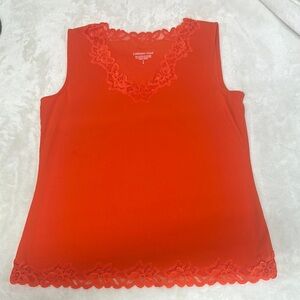 Coldwater Creek Orange Lace Fitted Sleeveless Tank Top